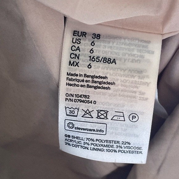 H&M Cream Plaid Women's Blazer Jacket - Picture 7 of 9